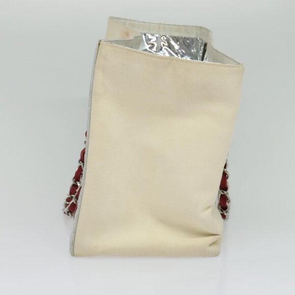 CHANEL Chain Tote Bag No5 Canvas Ivory Silver CC Auth 133727 - Picture 6 of 16